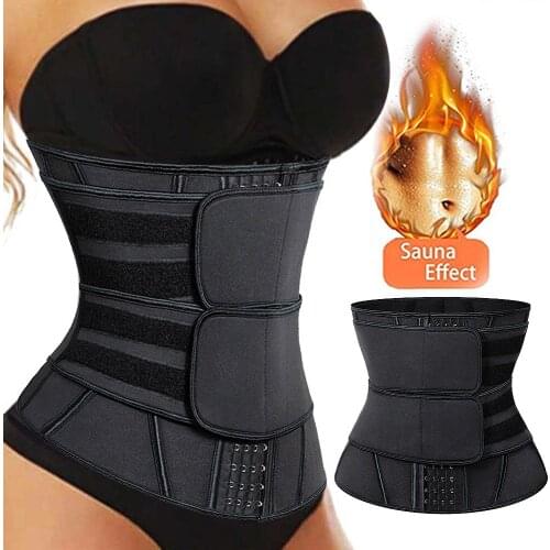Women Waist Trainer Corset Sauna Sweat Faja Sport Girdle Slimming Shaper Abdominal Trimmer Belt Straps Modeling Black Plus Size