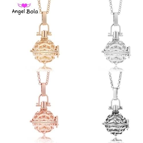 Angel Bola Harmony Caller for Women Essential Oil Cage Locket Pendant Jewelry DIY Music Ball Chain Diffuser Necklace NL008