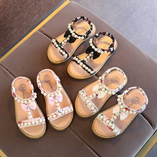 2018 new Beach Girls sandals Kids sandals Children Sandals for girls fashion bowtie baby Girls Flat pricness beach Shoes