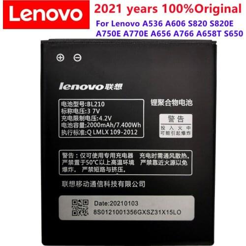 2020 New 2000mAh BL 210 BL210 Battery for Lenovo A536 A606 S820 S820E A750E A770E A656 A766 A658T S650 Phone Replace battery