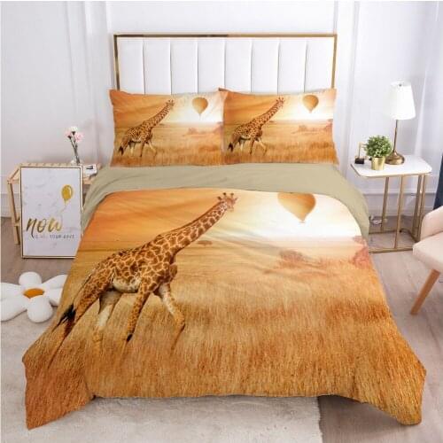 3D Bedding Sets Giraffe Animal Duvet Quilt Cover Set Comforter Case Pillowcase Bed Linens King Queen Full Single Size Bedspread