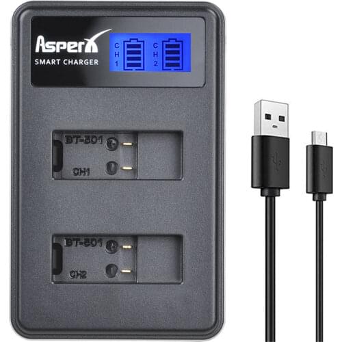 AsperX AHDBT-501 AHDBT501 AHDBT 501 Camera Battery LCD USB Dual Charger For Gopro Hero 5 4K Camera Batteries