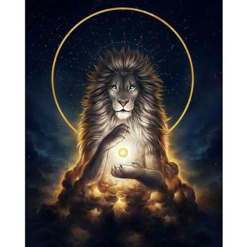 5D DIY Full Square/Round Diamond Painting Animal Lion&Moonlight 3D Embroidery Cross Stitch Rhinestone Mosaic Home Decor Art YC47