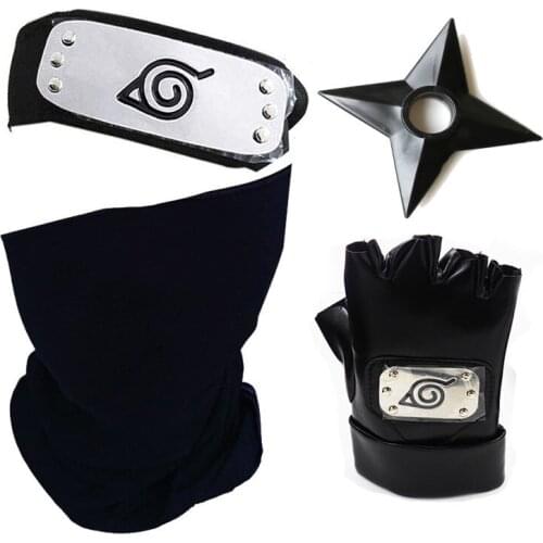 Anime Kakashi Ninja Gloves Cosplay Costumes Accessories Kakashi Mittens apparel Around Props Ninja Glove PU Hat