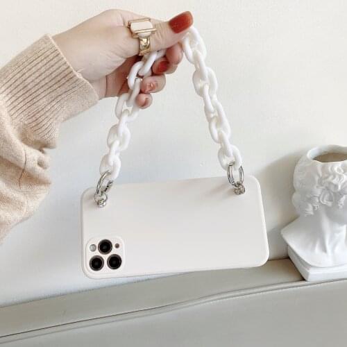 Bracelet Phone White Case For Huawei Y9A Y9S Y8P Y8S Y7P Y7A Y6S Y6P Y5P Y6 2018 Y9 2019 Shockproof Soft TPU Cover With Chain