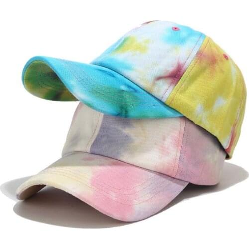 Colorful Summer Tie-dye baseball cap Cotton dad hat Baseball hat For Men Women Hip Hop Snapback Cap Bone Garros leisure sun hat