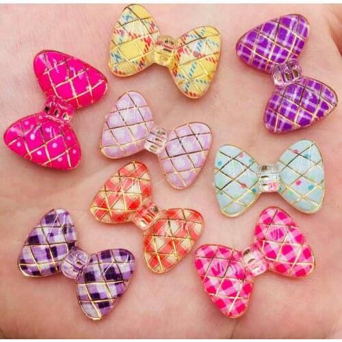 Bling Resin Kawaii Colorful bow Flat back Cabochon Rhinestone DIY Scrapbook Decor home crystal Miniature Pattern Craft