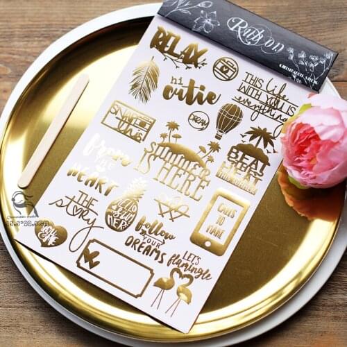 Bronzing Scratch Paper Stickers Letter Pocket Decoration Bronzing Bronzing Transfer Paper Crafts Scrapbook Decorative Stickers