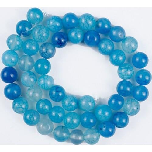 Natural Stone Beads Blue Burst Flower Agate Round Smooth Loose Beads For Making DIY Bracelet Earrings Accessories 4/6/8/10/12mm