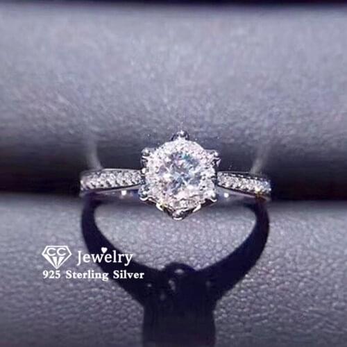CC Wedding Rings For Women S925 Sterling Silver Cubic Zirconia Romantic Propose Engagement Fine Jewelry Bijoux Femme CC093