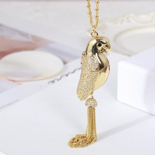 Euramerican tide adorns article modelling of birdie parrot can open long paragraph tassel necklace female