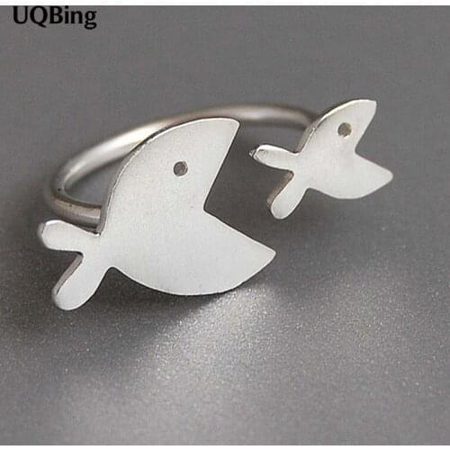Fres Shipping Plain 925 Sterling Silver Finger Silver Fish Rings For Women Jewelry