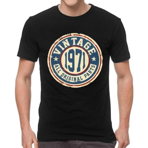 Vintage 1971 All Original Parts T-Shirts Men Graphic T Shirts Short Sleeve 50th Birthday Gift Tshirt Cotton Tee Tops Clothing