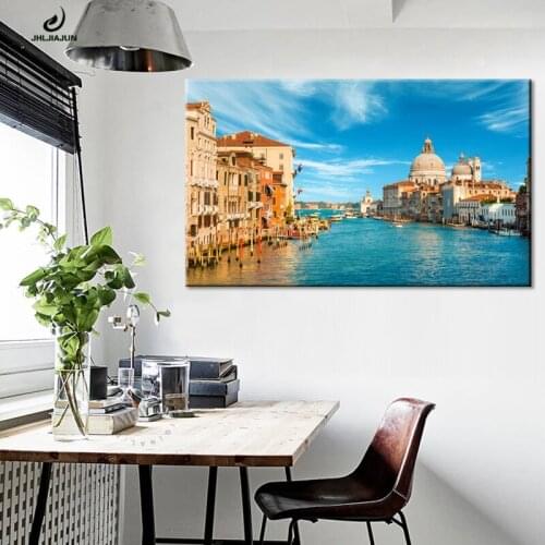 JHLJIAJUN Canvas Painting Venice River Sky Nordic HD Wall Art Modular Print And Poster For Bedroom Dining Living Home Decor