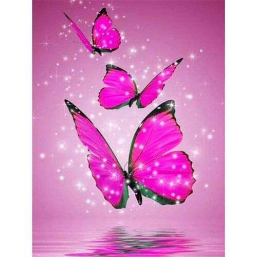 KAMY YI DIY 5D Square Diamond Embroidery Color Butterfly Handmade Round Inlaid Rhinestone Cross Stitch Animal Home Decoration