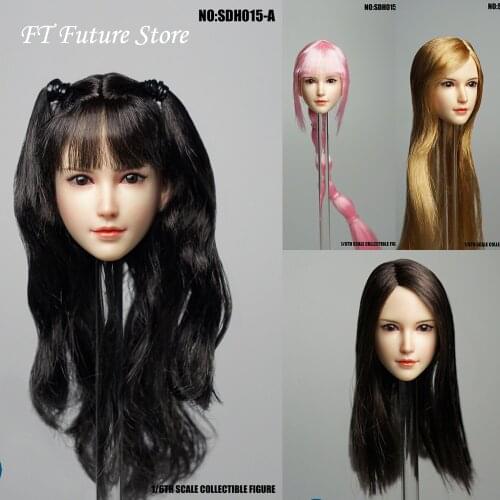 Collectible SDH015A/B/C/D 1/6 Female Head Sculpt Realistic Style Pale Skin Model for 12'' Phicen Action figure Body Accessories