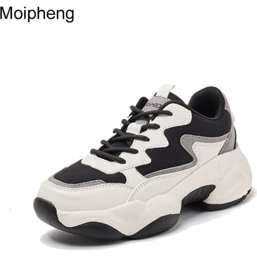 Moipheng Women Sneakers Platform Chunky Shoes PU Leather Fashion Mix Color Casual Daily Sneakers Lady Footwear Zapatillas Mujer
