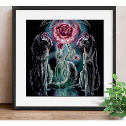 HUA CAN Full Square Diamond Embroidery Diy 5D Diamond Painting Cats Wedding Decoration Cross Stitch Crystal Modern Arts Crafts