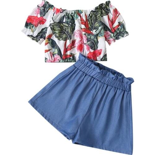 Girls Summer Set Tops+ Shorts 2Pcs Summer Costume Children Clothing Toddler Girls Set Outfit Fashion Print Kids Clothes