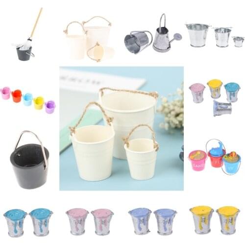 Simulation Water Bucket Paint Bucket 1/12 1/6 Home Kitchen Garden Pretend Play Game Dollhouse Miniature Dollhouse Accessories