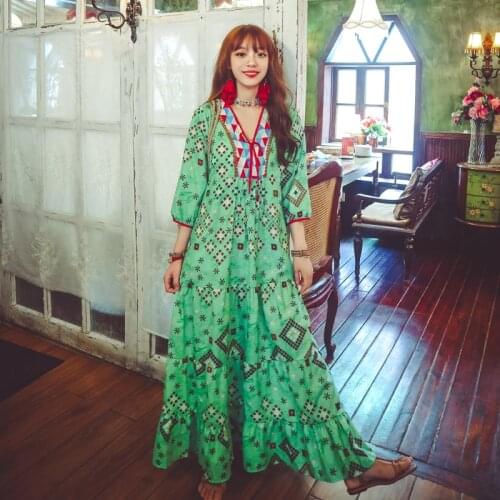 Fashion Floral Embroidery Maxi Dress For Robe Femme 2021 Indie Folk Long Sleeve Elegant Muslim Arabic Dubai Clothes Eid Vestidos