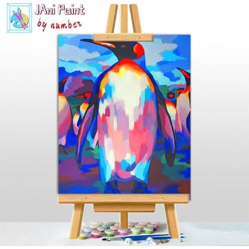 Pop Art Penguin arte painting by numbers with frame crafts for adults decorative canvas acrylic paint pictures on the wall