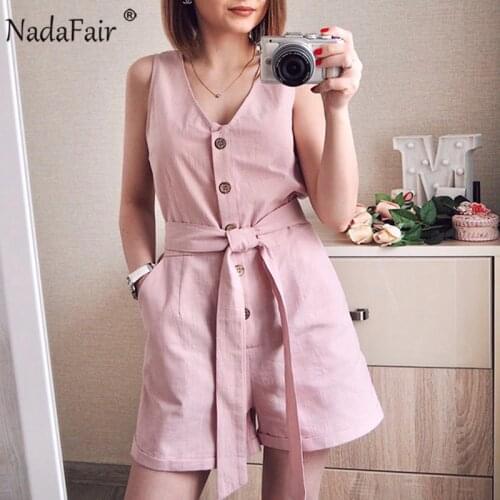 Женские однотонные комбинезоны Nadafair China At AliExpress