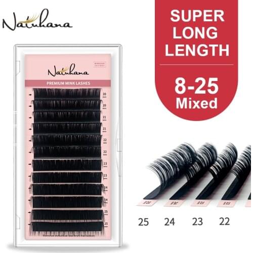 NATUHANA 15-25mm Mix lengthen Eyelash Extension korean Pbt False Eyelashes Individual Synthetic Mink Lengthening Faux Lashes
