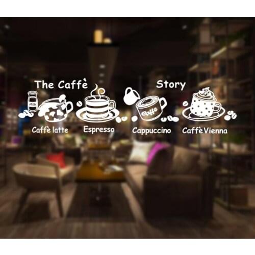 Coffee Shop Sticker Bean Milk tea Decal Cafe Cup Vinyl Art Wall Decals Decor Mural Decoration Break Coffee Glass Decals CA1008