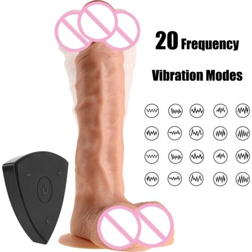 Vibrating Dildo Realistic Big Penis with Suction Cup Adult Sex Toy Vibrator Phallus for Female Masturbation Clitoral Stimulation