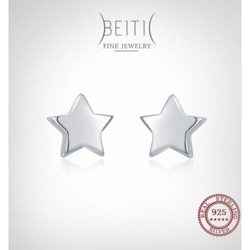 Beitil Simple Star Fashion Tiny Stud Earrings For Women Girl Cute Accessories 925 Sterling Silver Fashion Jewelry
