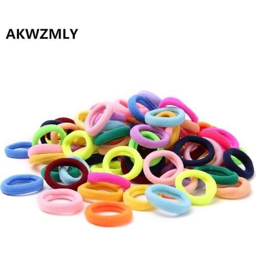 New 100Pcs Candy Color Elastic Hair Bands Chirdren Girls Small 3cm Solid Cotton Hair Ties Gum Hair Accessories Kids Rubber Ropes