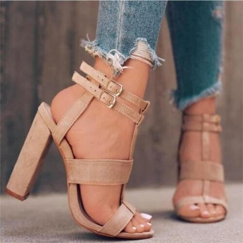 Women Sandals Ankle Strap Heeled Sandals Summer Gladiator Shoes Woman Chunky Heels for Women Open Toe Party Dress Sandal 35-42