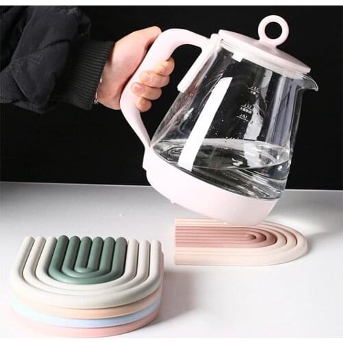 Nordic Silicone Removable Rainbow Coasters Insulation Pads Cup Mat Plate Non Slip Placemat Home Decor Kitchen Accessories 25