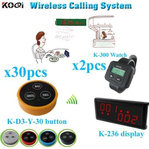 Table Caller System for Restaurant button call receiver display watch (1 display receiver+ 2 watch +30 table bell button)