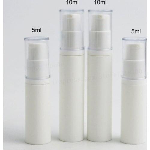 High quality 30/lot Portable 5ml 10ml Refillable Empty White Plastic Lotions Pump Airless Bottles Cosmetic Packaging Containers