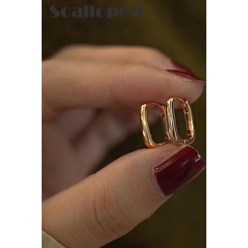 SCALLOPED French U-shaped Oval Hoop Earrings For Women 2021 New Vintage Gold Metal Fashion Temperament Jewelry Free Shipping