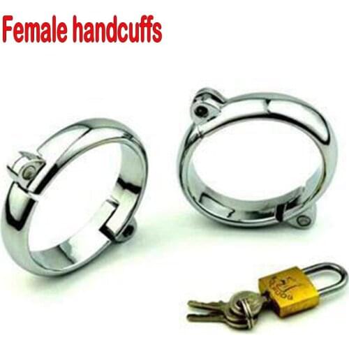 Female Shackles Handcuffs Adult Products Toys Stainless Steel SM Female Shackles with Chains Metal Bondage Alternative Toys
