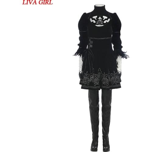 Anime Cosplay NieR Automata Cosplay Costumes YoRHa No. 2 Type B 2B Cosplay Halloween Costume For Women High Quality