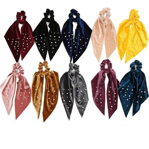 Women Ponytail Hair Ties Scarf Elastic Hair Rope for Women Hair Bow Scrunchies Hair Bands Solid Ribbon Hair Accessories