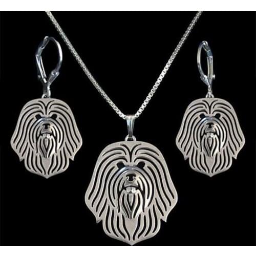 Womens Metal Lowchen Dog Jewelry Set Lady Alloy Pet Jewelry Set
