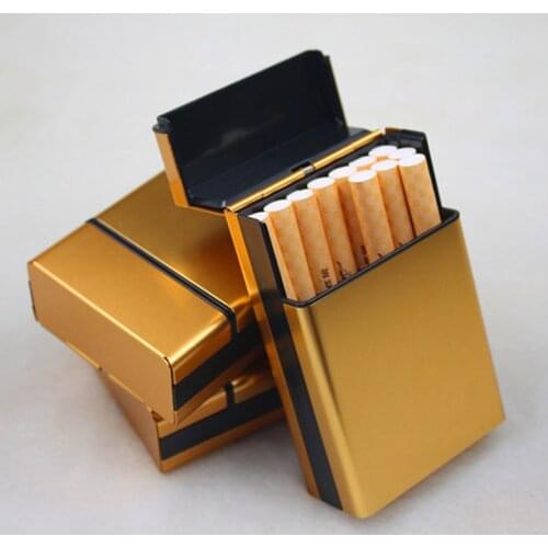 1pc Portable Men Light Aluminum Pocket Cigar Cigarette Case Box Storage Tobacco Holder Container Fashion Smoking Cigarette Box