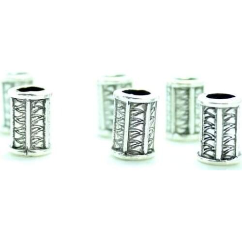 10Pcs/lot Antique Silver-Plated Cylinder Alloy Beads Jewelry Length 10mm / hole size 5mm Findings Fit Necklace Making