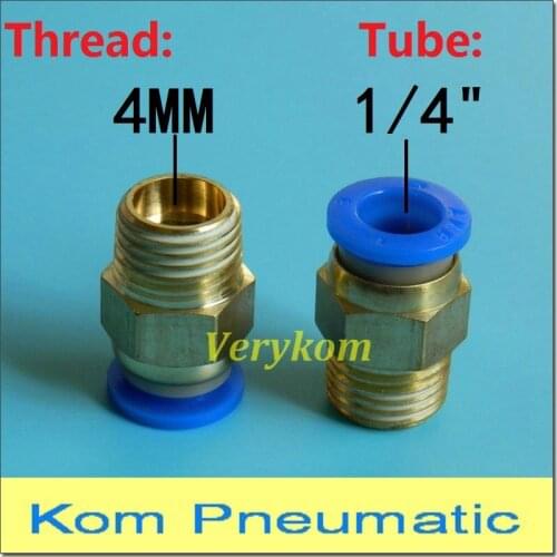 10pcs/lot PC04-1/4 Pneumatic 4mm Tube Push In 1/4" Male Straight Quick Connect One Touch Fitting pc4-02