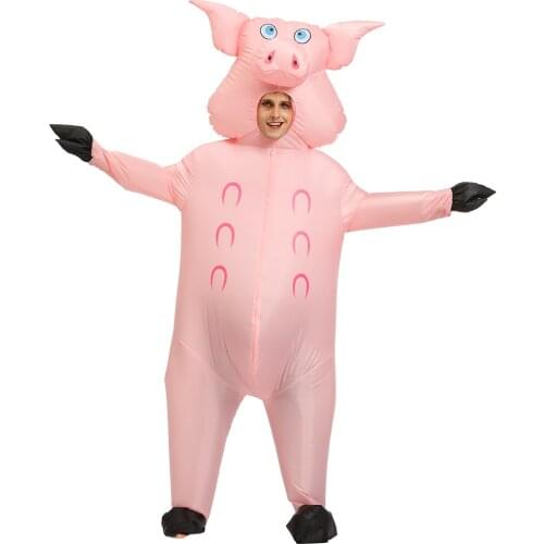 2020 Christmas Role Play Suit Inflatable Costume Adult Kids Pink Pig Santa Claus Party Fancy Dress for Men Women