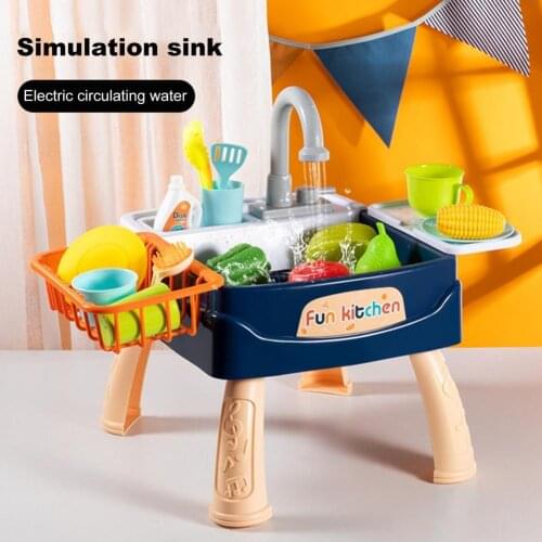 28Pcs/Set Versatile Kids Mini Dishwasher Simulated Drain Sanitary Plastic Play House Kitchen Electric Toy for Children 2021