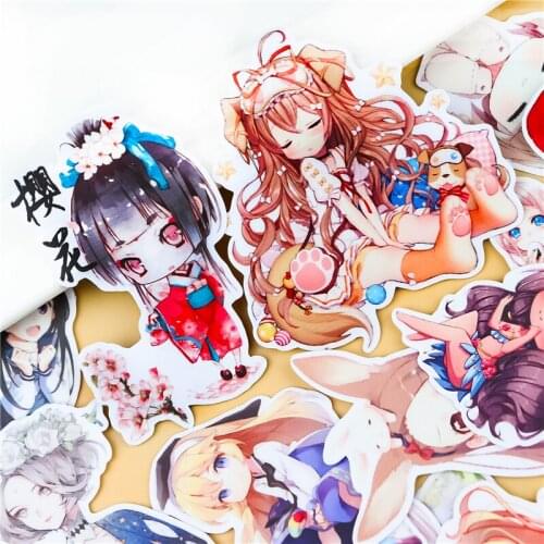 28pcs Cute art girls waterproof for phone car Label Decorative Stationery Stickers Scrapbooking DIY Diary Album toy Sticker
