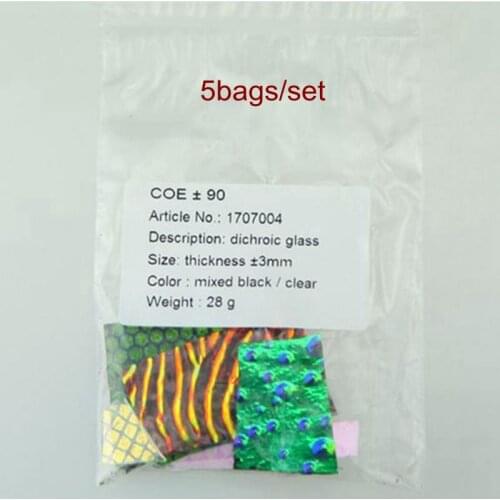 5bags/Set Mixed Beautiful Dichroic Glass Fusing Dichroic Glasses Microwave Kiln Accessories for DIY Craft Decoration Ornament