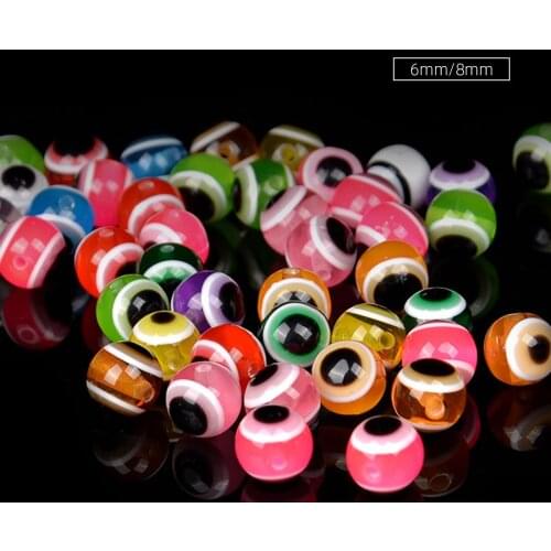 50pcs/lot 6mm 8mm Mixed Color Fish Eye Hard Fishing Beads for Soft Lure Bead Taxes Rig DIY Kit Fishing Tackle Accessories