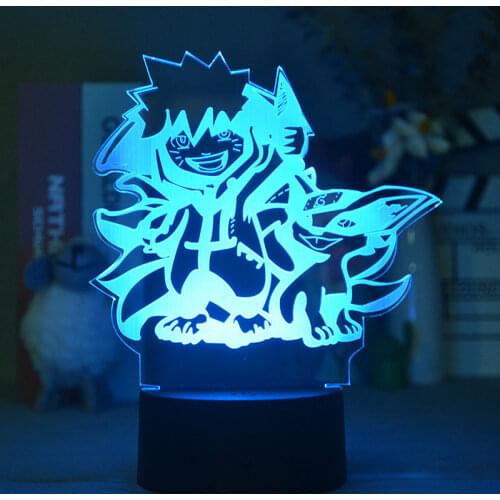 Anime LED 3D Light Naruto Figure Kurama Uzumaki Naruto for LED Night Light Children Bedroom Decor LED Tanle Lamp Light Xmas Gift